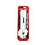 Wholesale Mini Shrinkable Stylus Touch Pen with Earphone Dust Cap (White)